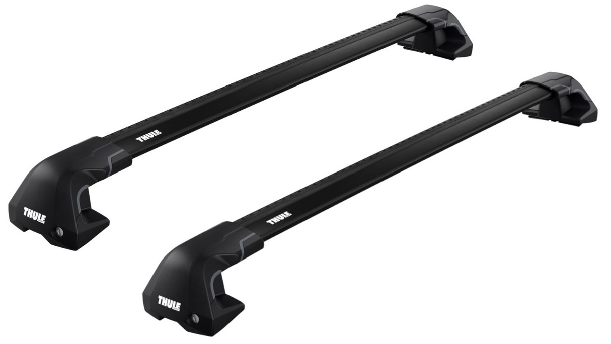 Black Thule WingBar Edge roof bars for the HYUNDAI Elantra 4-dr Saloon, 2016 - 2021 including 7205 footpack and black bars