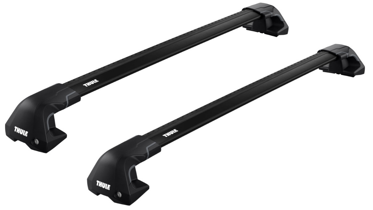 Black Thule WingBar Edge roof bars for the PORSCHE Cayenne 5-dr SUV, 2018 on including 7205 footpack and black bars