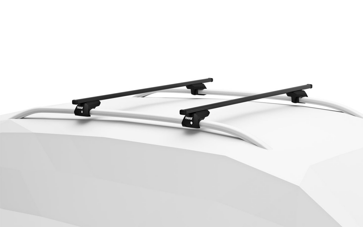 Thule Evo SquareBar roof rack system for raised rails on HYUNDAI Lavita 5-dr MPV, 2001 - 2010