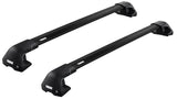 Black Thule WingBar Edge roof bars for the DAEWOO Lacetti Premiere 4-dr Saloon, 2009 - 2015 including 7205 footpack and black bars