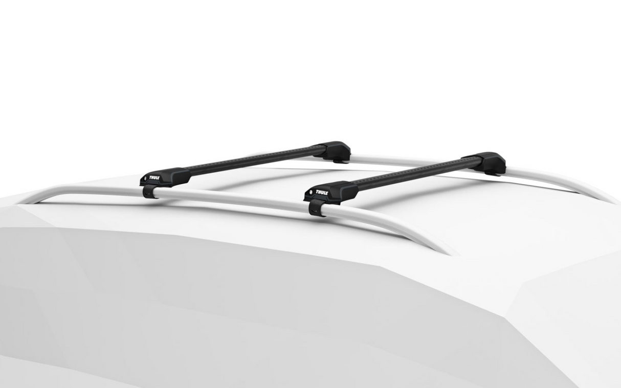 Thule WingBar Edge with black bars for the TOYOTA Avensis 5-dr Estate, 1998 - 2002 with roof rails