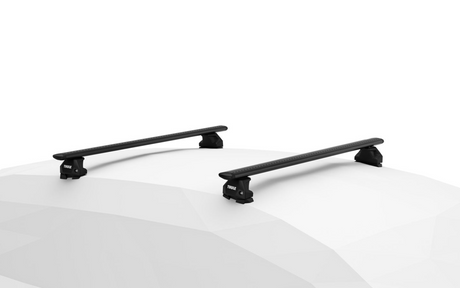 Black roof rack system with Thule 7107 footpack for the CHEVROLET TrailBlazer 5-dr SUV, 2002 - 2009 with fix points, made by Thule