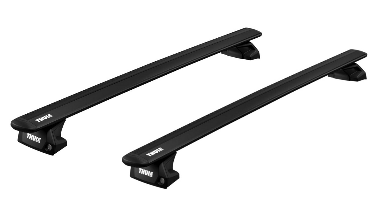 Black Thule Evo WingBar Roof Rack with flush rail clamps to fit MERCEDES BENZ E-Class 5-dr Estate, 2024 on